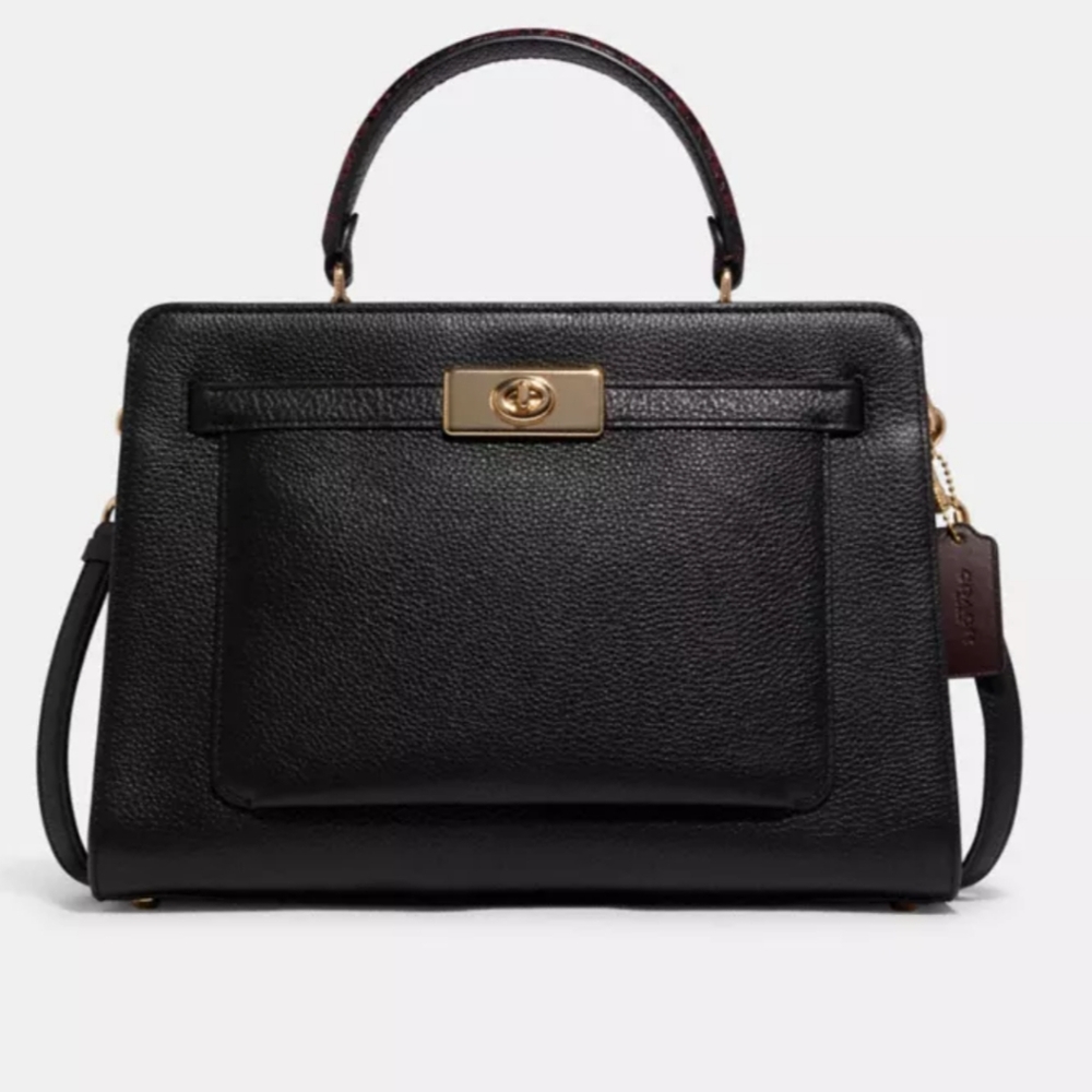 Coach Black Satchel with Gold Accents
